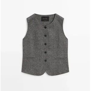 NWT MASSIMO DUTTI Wool Blend Knickerbocker-Yarn-Effect Vest XS